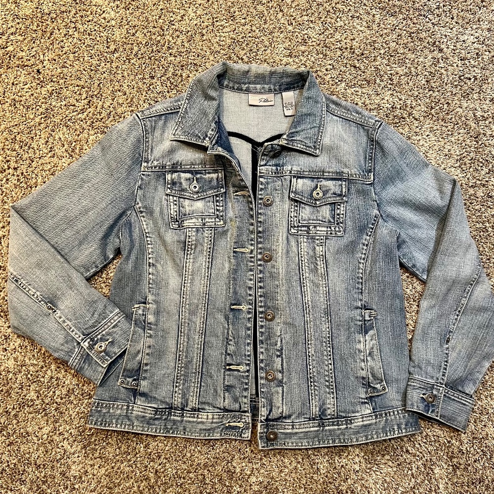 CHICO'S PLATINUM WASHED DEMIN JACKET